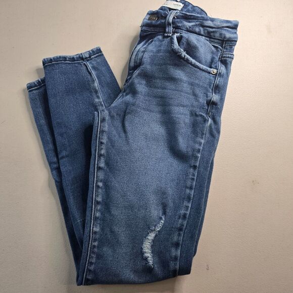 KanCan Jeans Women's 24 Blue Medium Wash Distressed Skinny Ankle - Picture 8 of 16